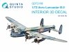Quinta Studio QD72156 Avro Lancaster B.II 3D-Printed coloured Interior on decal paper (Airfix) 1/72